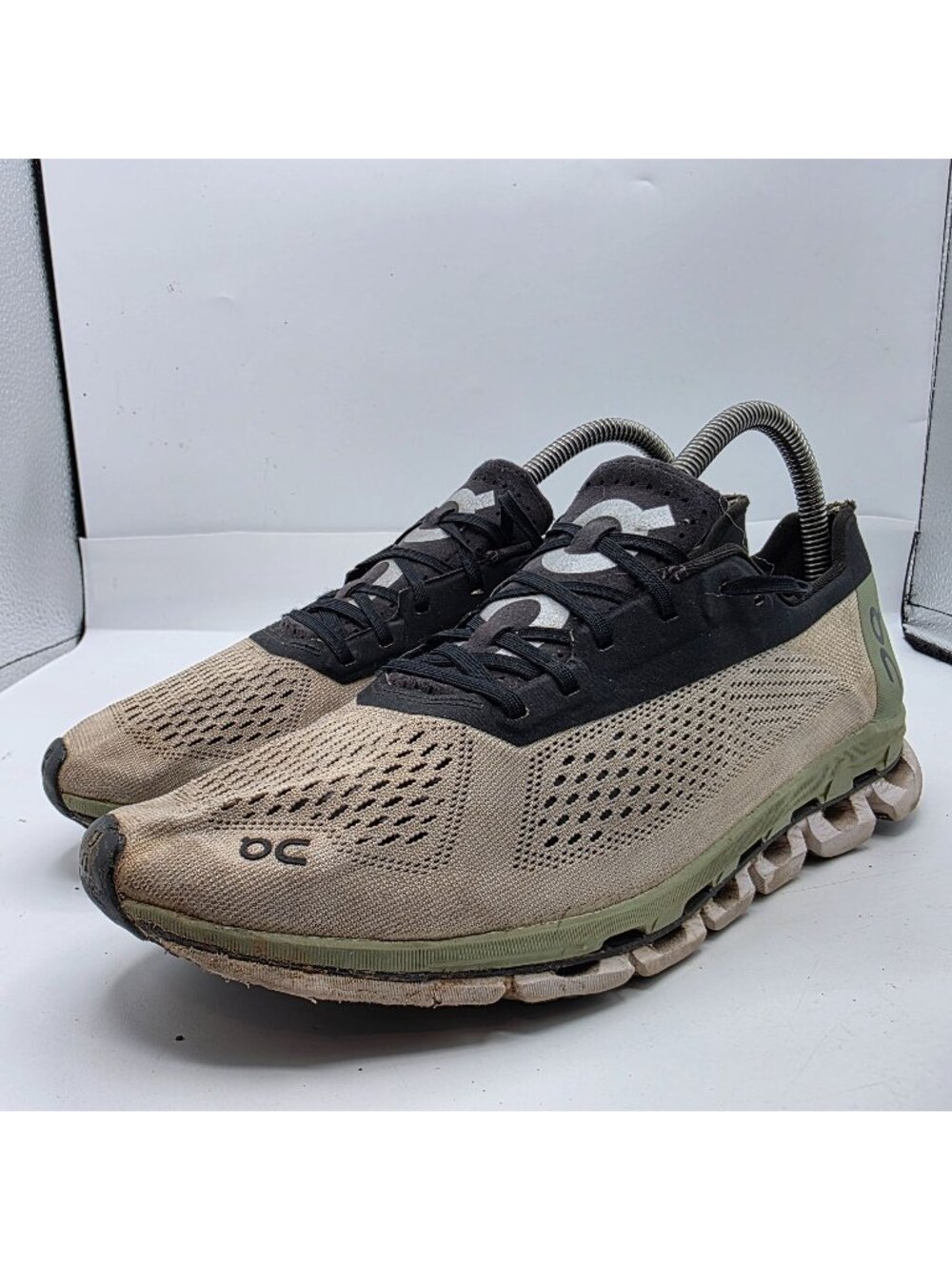 On Running Cloudboom Mens Size 8 Gray Green Athletic Running Shoes Lightweight